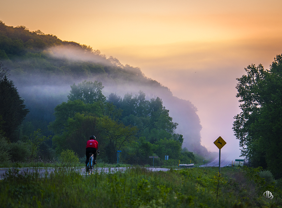 road cycling on a foggy morning (c) Timothy Jacobson
