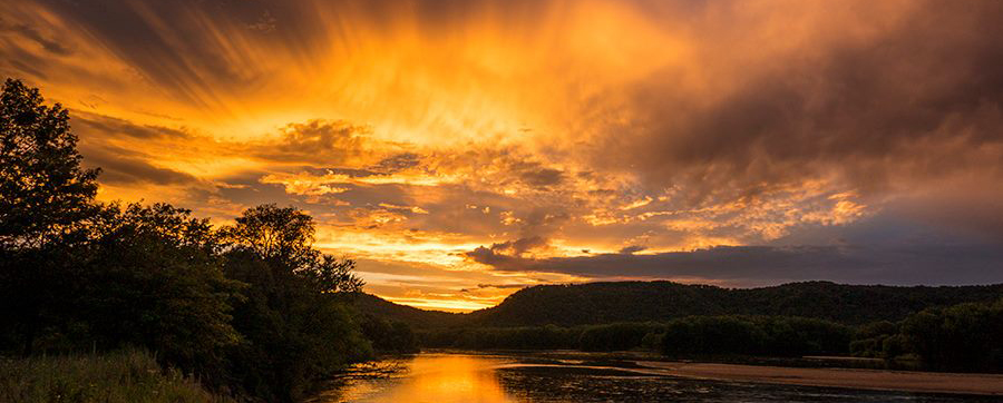Golden Crown over Lower Wisconsin River - sunset photo