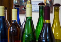 wine bottles closeup
